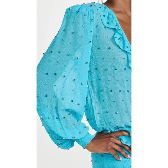 Retrofete Lennon Crystal Mini Dress in Blue Atoll XSmall New Cocktail Womens - Picture 13 of 16